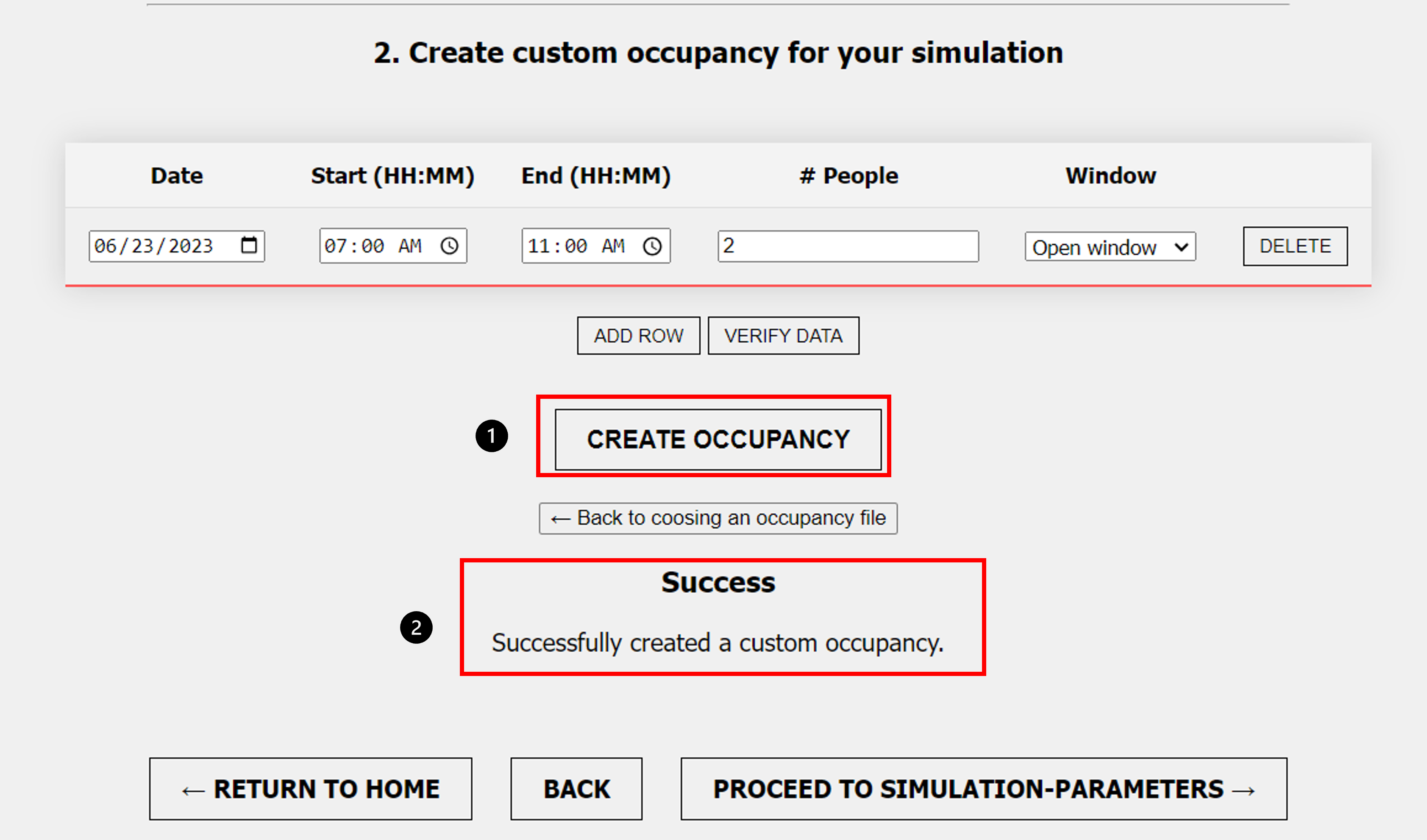 Custom Occupancy success upload