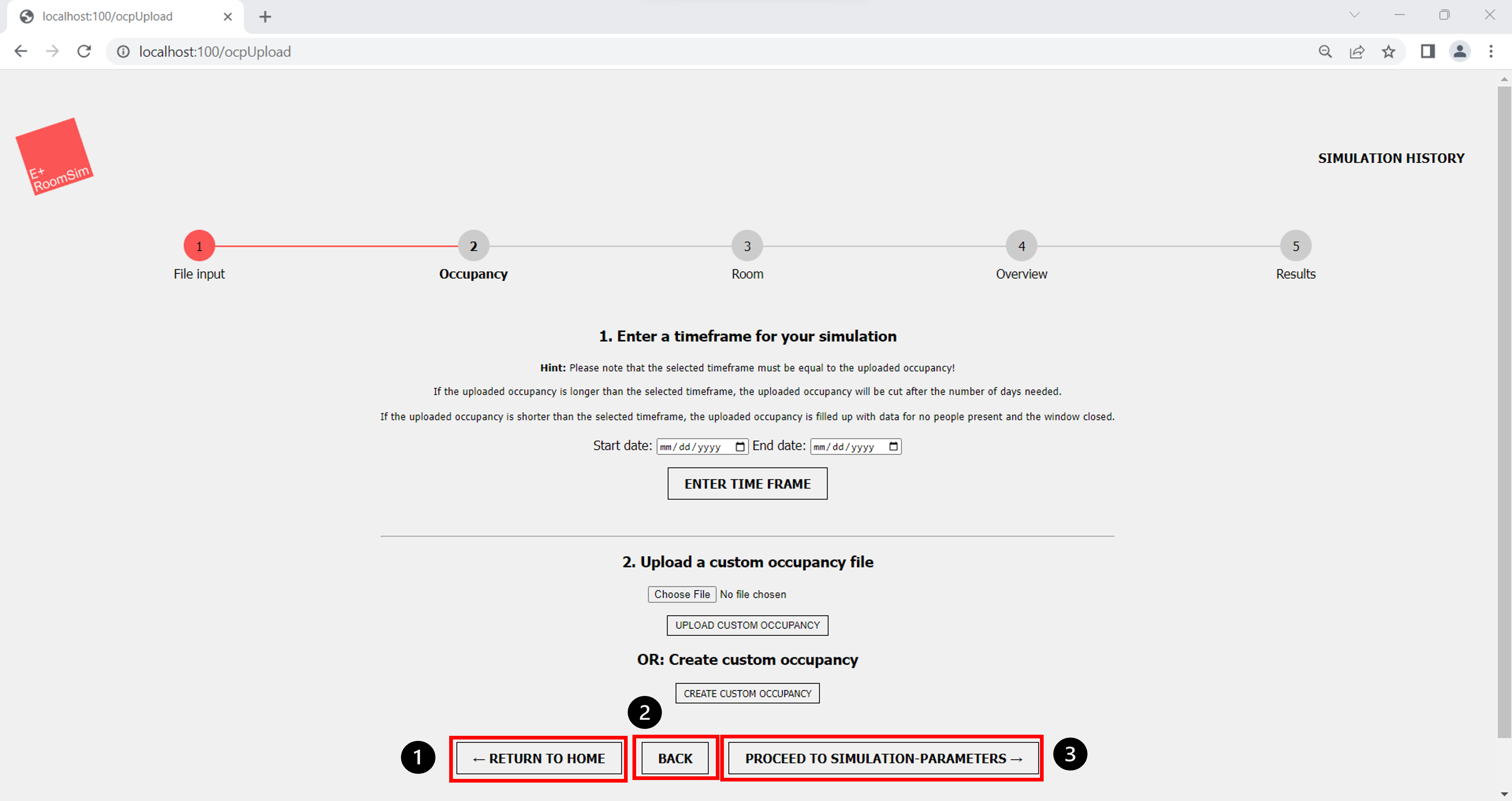 Occupancy Start Page