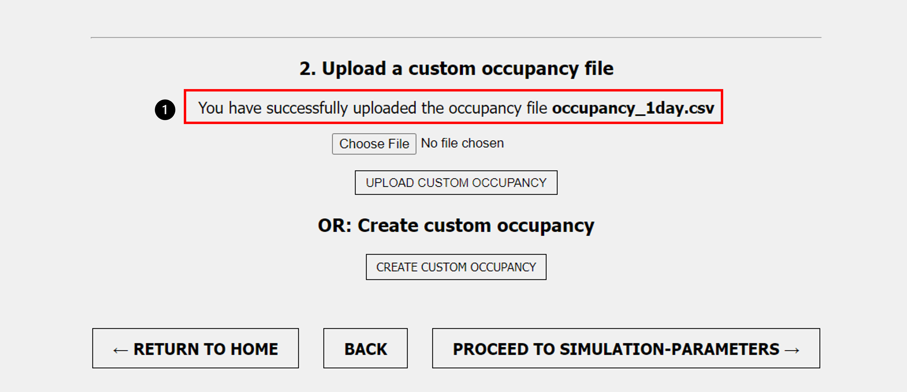 Occupancy upload file success